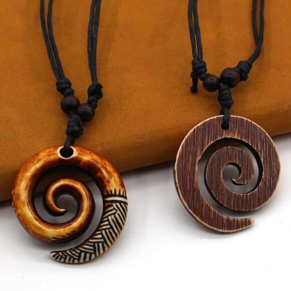 Spiral Koru Necklace Maori Tribal Necklace for Men Women,Adjustable - Picture 2 of 4